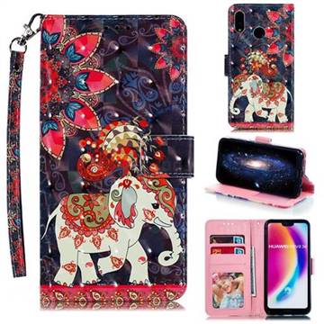 Phoenix Elephant 3D Painted Leather Phone Wallet Case for Huawei P20 Lite
