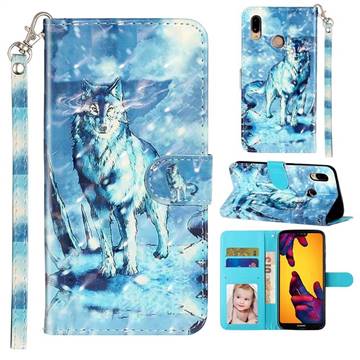 Snow Wolf 3D Leather Phone Holster Wallet Case for Huawei P20 Lite