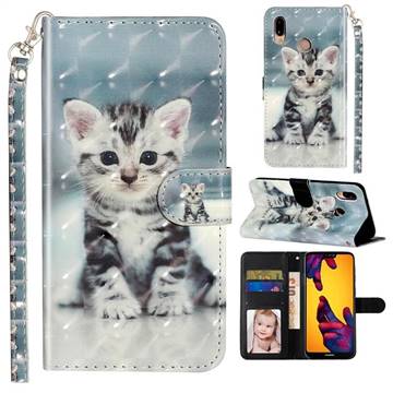 Kitten Cat 3D Leather Phone Holster Wallet Case for Huawei P20 Lite