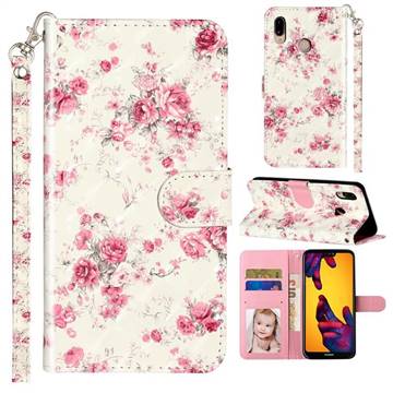 Rambler Rose Flower 3D Leather Phone Holster Wallet Case for Huawei P20 Lite