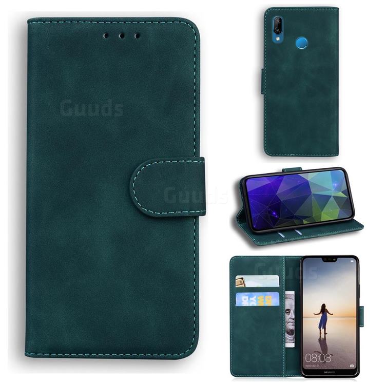 Retro Classic Skin Feel Leather Wallet Phone Case for Huawei P20 Lite - Green
