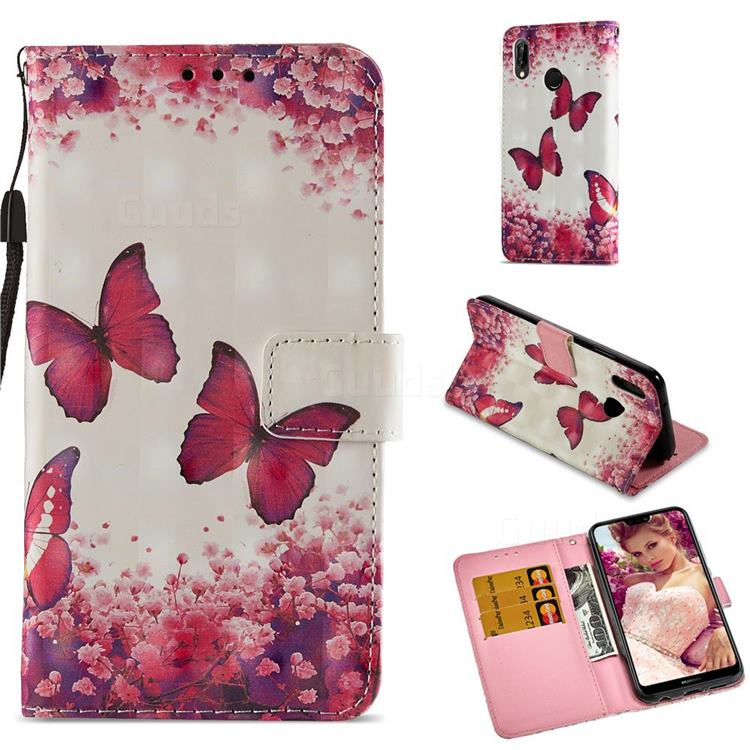 Rose Butterfly 3D Painted Leather Wallet Case for Huawei P20 Lite