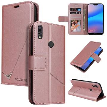 GQ.UTROBE Right Angle Silver Pendant Leather Wallet Phone Case for Huawei P20 Lite - Rose Gold