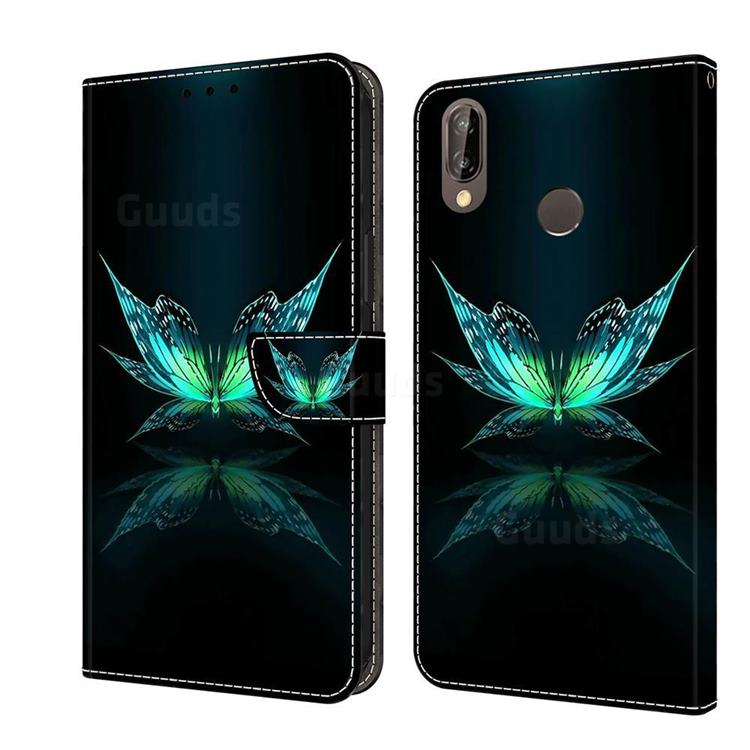 Reflection Butterfly Crystal PU Leather Protective Wallet Case Cover for Huawei P20 Lite