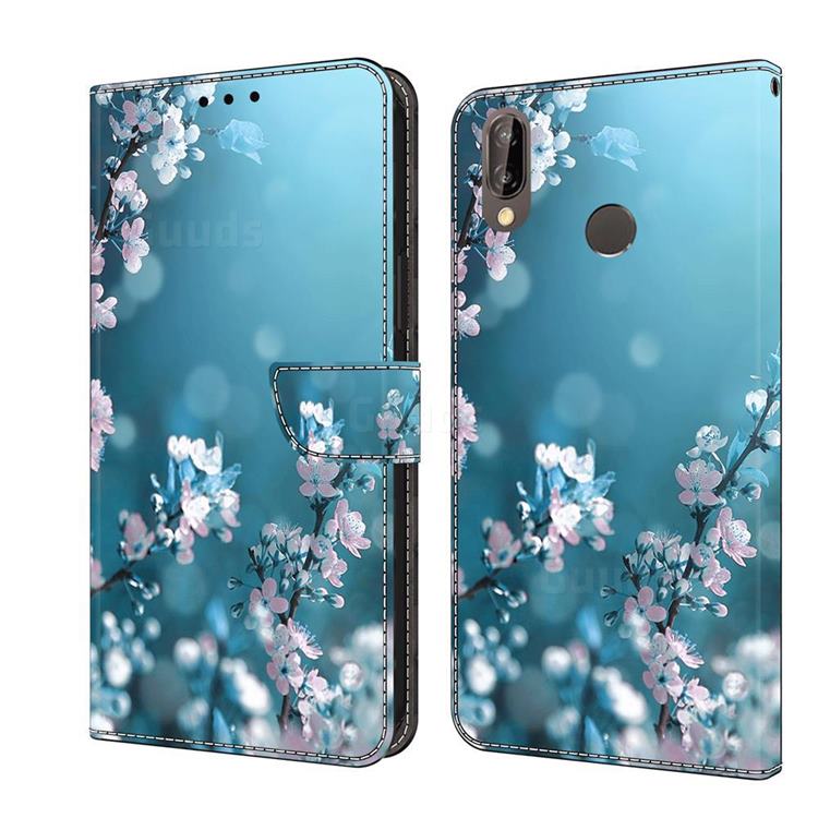 Plum Blossom Crystal PU Leather Protective Wallet Case Cover for Huawei P20 Lite