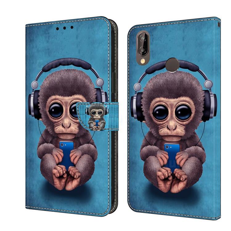 Cute Orangutan Crystal PU Leather Protective Wallet Case Cover for Huawei P20 Lite