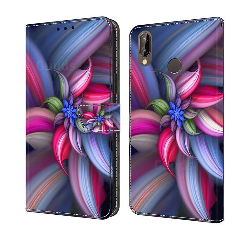 Colorful Flower Crystal PU Leather Protective Wallet Case Cover for Huawei P20 Lite