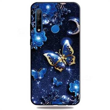 Phnom Penh Butterfly 3D Embossed Relief Black TPU Cell Phone Back Cover for Huawei P20 Lite(2019)