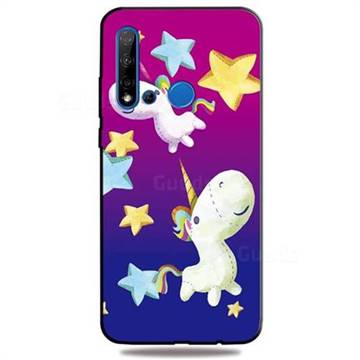 Pony 3D Embossed Relief Black TPU Cell Phone Back Cover for Huawei P20 Lite(2019)