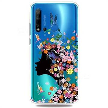 Floral Bird Girl Super Clear Soft Tpu Back Cover For Huawei P20