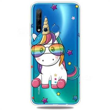 Glasses Unicorn Clear Varnish Soft Phone Back Cover for Huawei P20 Lite(2019)