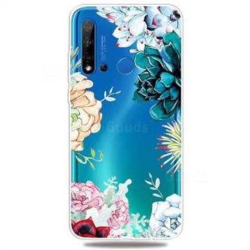 Gem Flower Clear Varnish Soft Phone Back Cover for Huawei P20 Lite(2019)