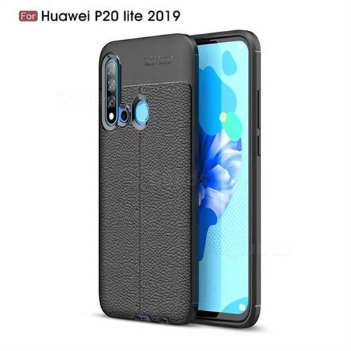 Luxury Auto Focus Litchi Texture Silicone TPU Back Cover for Huawei P20 Lite(2019) - Black