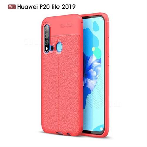 Luxury Auto Focus Litchi Texture Silicone TPU Back Cover for Huawei P20 Lite(2019) - Red