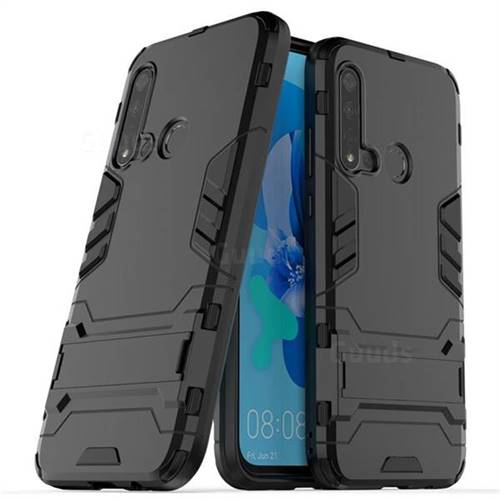 Armor Premium Tactical Grip Kickstand Shockproof Dual Layer Rugged Hard Cover for Huawei P20 Lite(2019) - Black