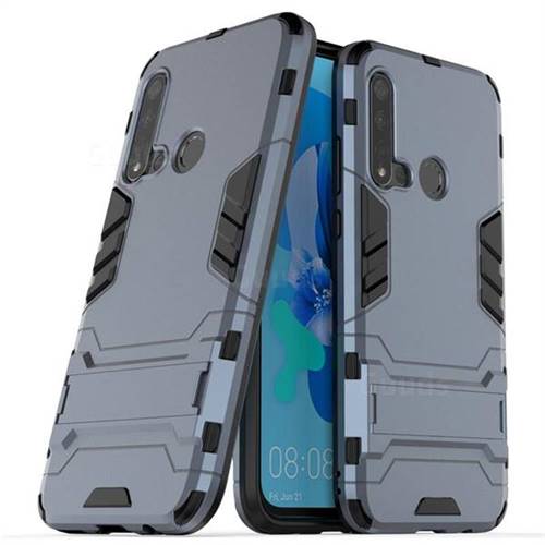 Armor Premium Tactical Grip Kickstand Shockproof Dual Layer Rugged Hard Cover for Huawei P20 Lite(2019) - Navy