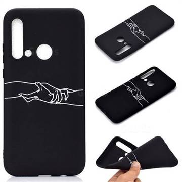Handshake Chalk Drawing Matte Black TPU Phone Cover for Huawei P20 Lite(2019)