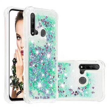 Dynamic Liquid Glitter Sand Quicksand TPU Case for Huawei P20 Lite(2019) - Green Love Heart