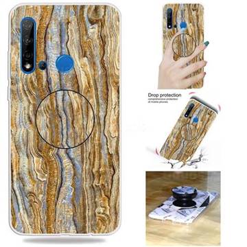 Brown Golden Marble Pop Stand Holder Varnish Phone Cover for Huawei P20 Lite(2019)
