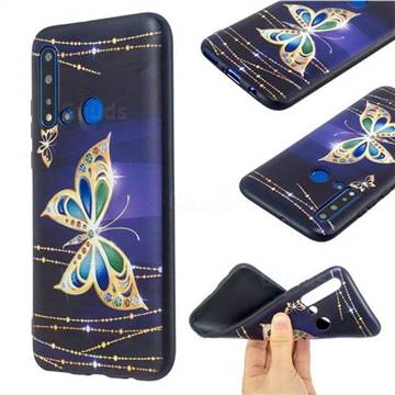 Golden Shining Butterfly 3D Embossed Relief Black Soft Back Cover for Huawei P20 Lite(2019)