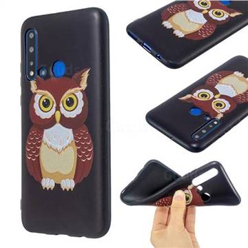 Big Owl 3D Embossed Relief Black Soft Back Cover for Huawei P20 Lite(2019)