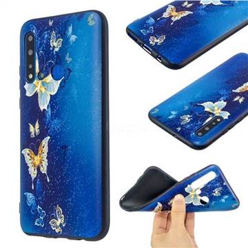Golden Butterflies 3D Embossed Relief Black Soft Back Cover for Huawei P20 Lite(2019)