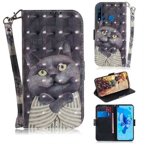 Cat Embrace 3D Painted Leather Wallet Phone Case for Huawei P20 Lite(2019)