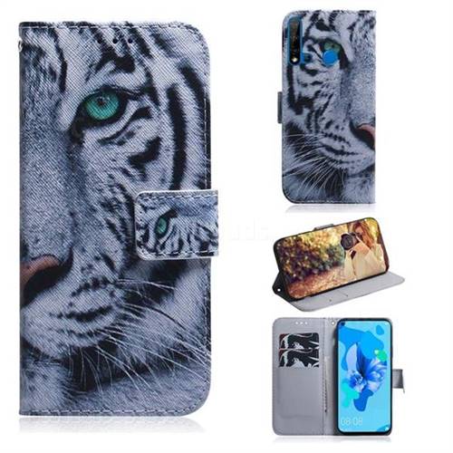 White Tiger PU Leather Wallet Case for Huawei P20 Lite(2019)