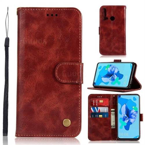 Luxury Retro Leather Wallet Case for Huawei P20 Lite(2019) - Wine Red
