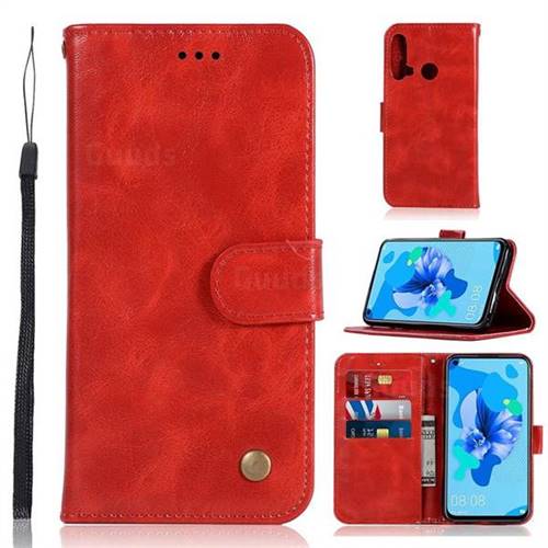 Luxury Retro Leather Wallet Case for Huawei P20 Lite(2019) - Red