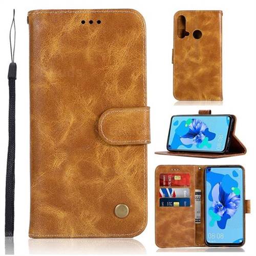 Luxury Retro Leather Wallet Case for Huawei P20 Lite(2019) - Golden
