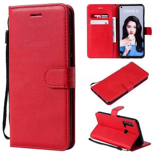 Retro Greek Classic Smooth PU Leather Wallet Phone Case for Huawei P20 Lite(2019) - Red