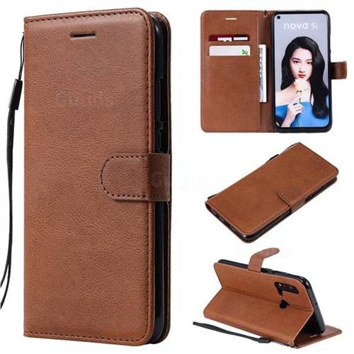Retro Greek Classic Smooth PU Leather Wallet Phone Case for Huawei P20 Lite(2019) - Brown
