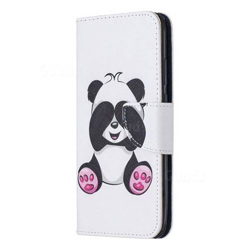 GOCDLJ Cell Phone Case for Huawei P20 Lite Design Panda PU Leather Flip Cover Wallet Stand Function with Lanyard Strap Holder Pocket Shell Gray