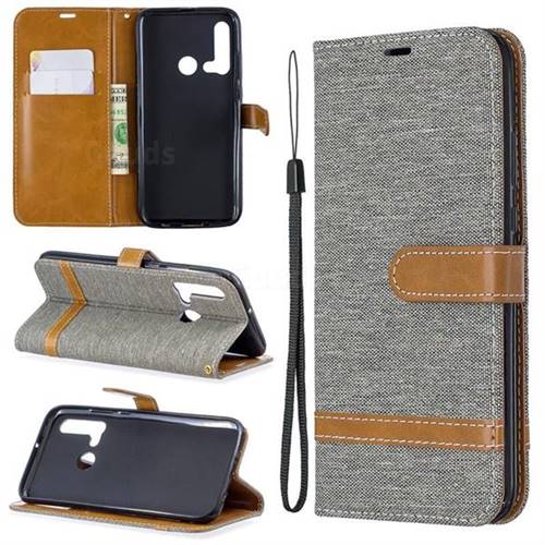 Jeans Cowboy Denim Leather Wallet Case for Huawei P20 Lite(2019) - Gray
