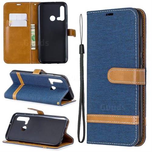 Jeans Cowboy Denim Leather Wallet Case for Huawei P20 Lite(2019) - Dark Blue