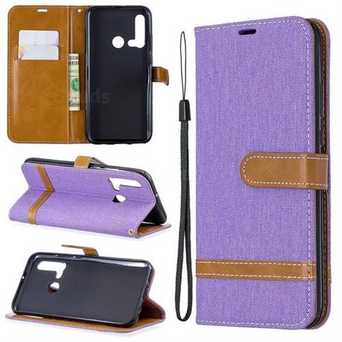 Jeans Cowboy Denim Leather Wallet Case for Huawei P20 Lite(2019) - Purple