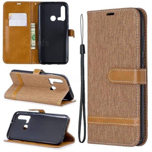 Jeans Cowboy Denim Leather Wallet Case for Huawei P20 Lite(2019) - Brown