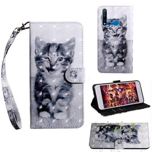 Smiley Cat 3D Painted Leather Wallet Case for Huawei P20 Lite(2019)