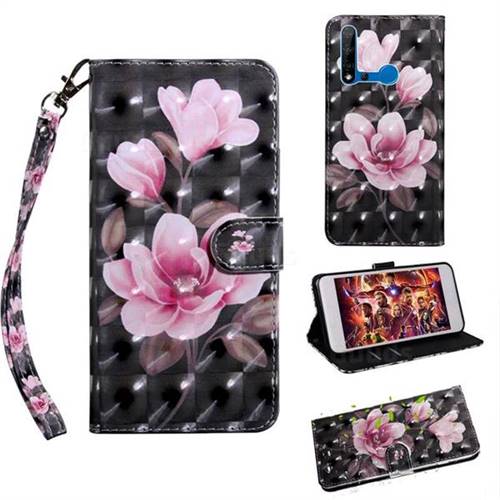 Black Powder Flower 3D Painted Leather Wallet Case for Huawei P20 Lite(2019)