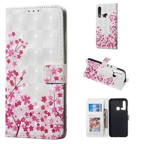 Butterfly Sakura Flower 3D Painted Leather Phone Wallet Case for Huawei P20 Lite(2019)