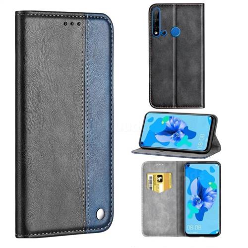 Classic Business Ultra Slim Magnetic Sucking Stitching Flip Cover for Huawei P20 Lite(2019) - Blue