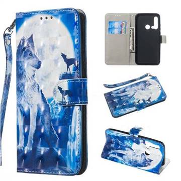 Ice Wolf 3D Painted Leather Wallet Phone Case for Huawei P20 Lite(2019)