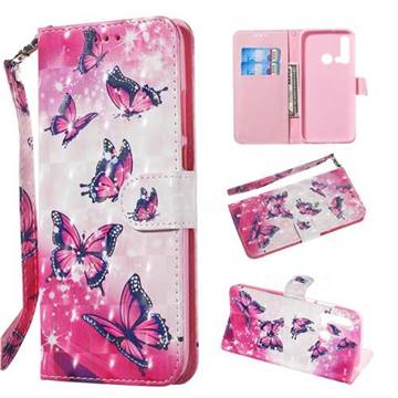 Pink Butterfly 3D Painted Leather Wallet Phone Case for Huawei P20 Lite(2019)