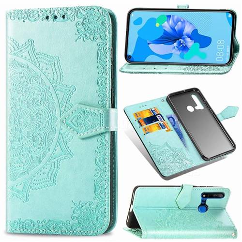 Embossing Imprint Mandala Flower Leather Wallet Case for Huawei P20 Lite(2019) - Green