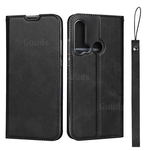 Calf Pattern Magnetic Automatic Suction Leather Wallet Case for Huawei P20 Lite(2019) - Black