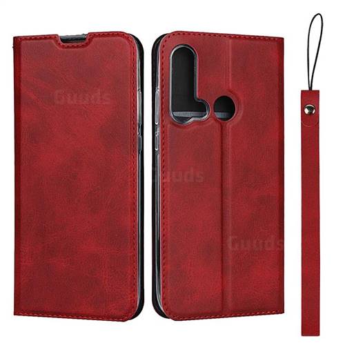Calf Pattern Magnetic Automatic Suction Leather Wallet Case for Huawei P20 Lite(2019) - Red