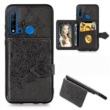 Mandala Flower Cloth Multifunction Stand Card Leather Phone Case for Huawei P20 Lite(2019) - Black