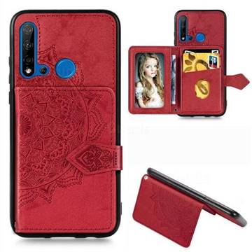 Mandala Flower Cloth Multifunction Stand Card Leather Phone Case for Huawei P20 Lite(2019) - Red