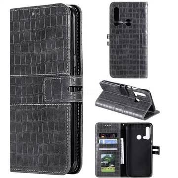 Luxury Crocodile Magnetic Leather Wallet Phone Case for Huawei P20 Lite(2019) - Gray